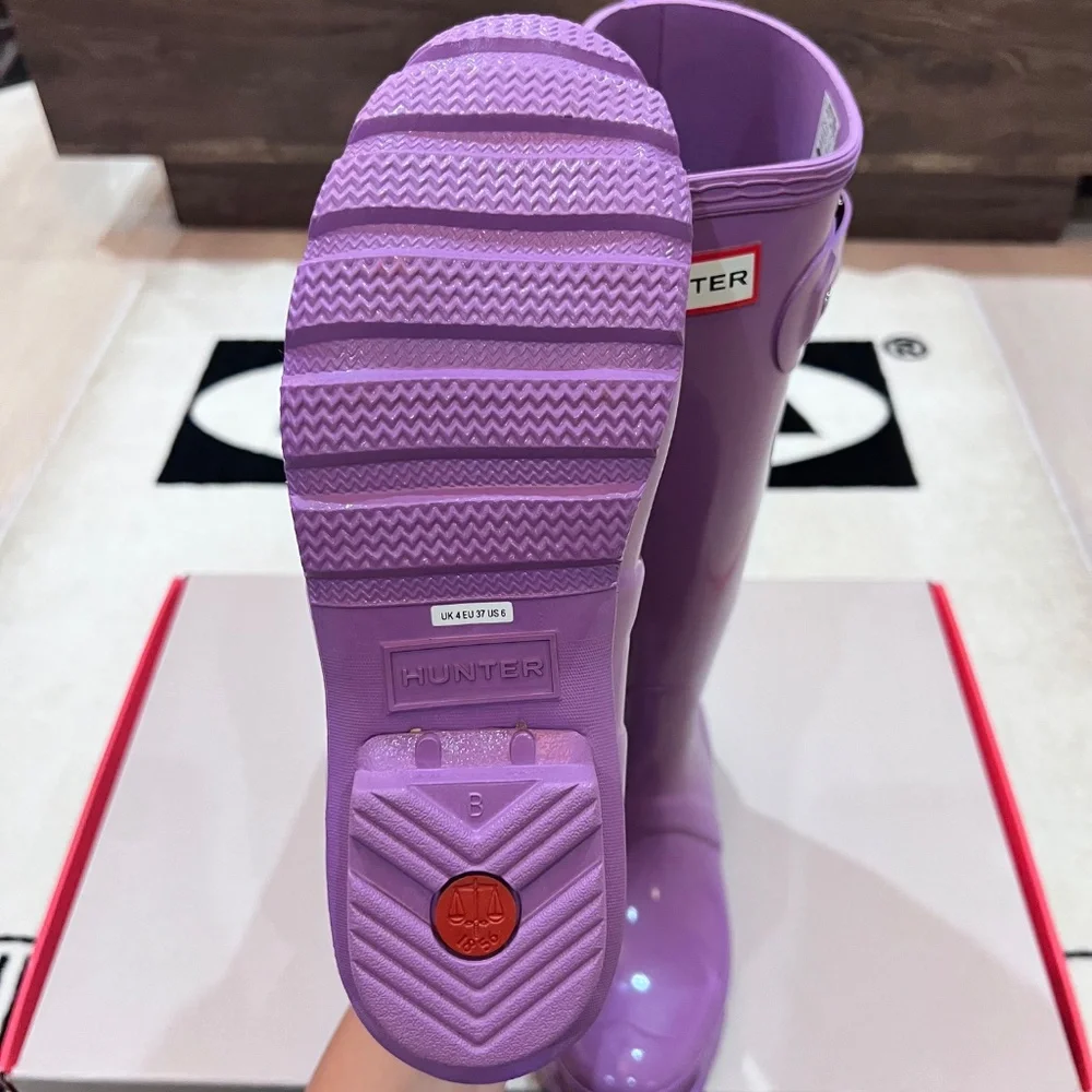 Hunter Original Tour Tall Gloss Purple Winter Rain Boots - Picture 6 of 8
